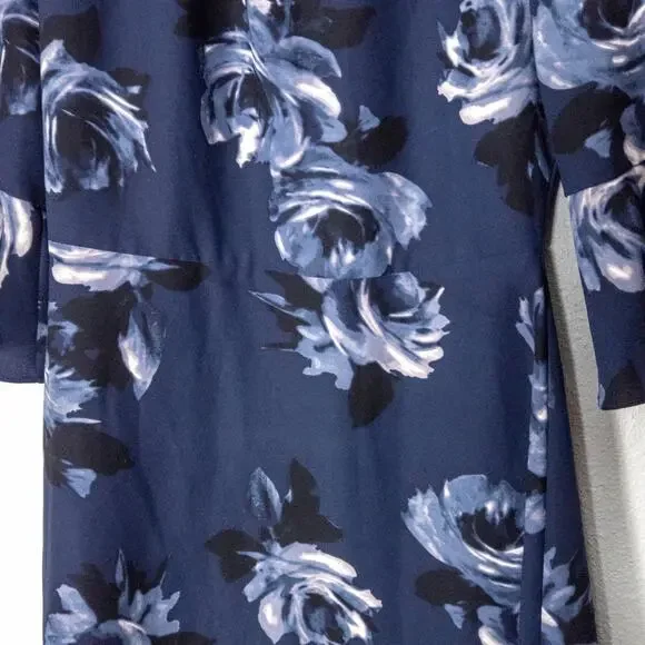 Kate Spade Night Rose Bell Sleeve Dress Size 0 Blue Romantic Botanical - Picture 5 of 11
